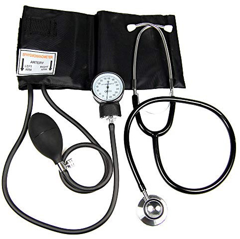 Valuemed - Adult Manual Blood Pressure Cuff + Stethoscope Professional Aneroid Sphygmomanometer + Double Head Stethoscope + Case