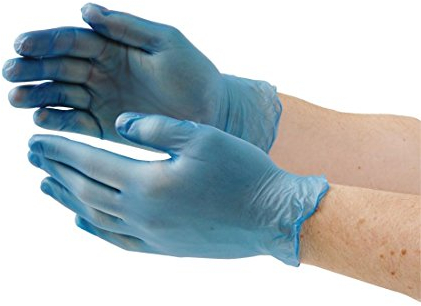 UNIGLOVES Unicare Blue Vinylhandschuhe - vielseitig einsetzbar, puder- und latexfreie Einweghandschuhe - Box mit 100 Handschuhen, blau, Mittel (GS0083)