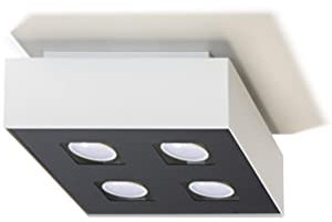 Licht-Erlebnisse Bauhaus Deckenleuchte (B24cm, L24cm, 4-flmg., Bauhaus, in Weiß, Schwarz) Innenleuchte Flurlampe Deckenlampe