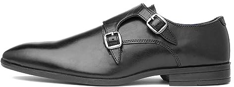 Silver Street London Zapato Monk Bourne Formal/Oficina de Piel para Hombre, Negro, 10 UK/44 EU