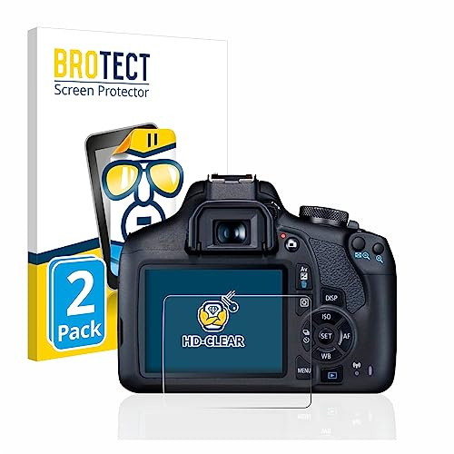 BROTECT 2 Stück Schutzfolie für Canon EOS 2000D Displayschutz Folie Made in Germany, Ultra-Klar