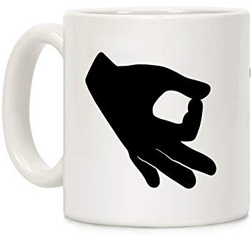 LookHUMAN Kaffeetasse mit Fingerkreis, 312 ml, Keramik, Weiß