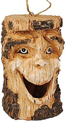 alles-meine.de GmbH Vogelhaus/Dekofigur - lustiger Baum - 21 cm - aus Kunstharz/Polyresin - Nistkasten Vogelhäuschen Vogelnistkasten - für Garten & Balkon - Bunte Farben/Ha..