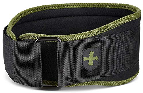 Harbinger Nylon Gewichthebergürtel für Gewichtheber, Fitness Krafttraining, Mit Flexiblen Ultraschaumkern Krafttraining, Grün, S