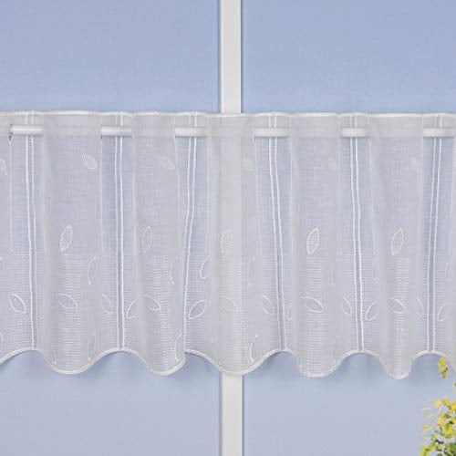 SCHÖNER LEBEN. Panneaux Bistrogardine Scheibengardine nähfrei Leinenoptik Blätter Ecru 30cm Höhe
