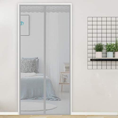 Zanzariera Magnetica per Porte 130x200cm(51x79inch) Zanzariere a Rullo Chiusura Automatica Totalmente Magnetica per Balconi, Portefinestre, Grigio