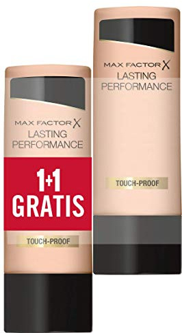 Max Factor, 1 Paar flüssige Grundierung Lasting Performance, hohe Deckkraft, mattes Finish und langlebig, 109 Natural Bronze, 2 x 35 ml