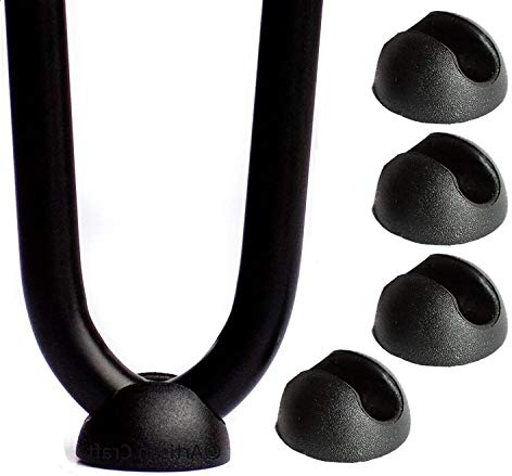 Lot de 4 pieds de protection pour pieds en épingle à cheveux en silicone pour chaise ou meubles - Noir