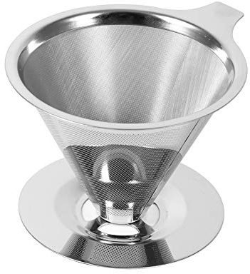 Coffee filter no paper, filtre a cafe, filtro de cono de acero inoxidable de 1 pieza, colador de café con gotero para verter café para uso en la oficina en casa