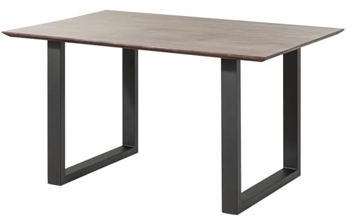 MASSIVMOEBEL24.DE | Esstisch Akazie 160x90 grau lackiert/U-Beine Anth. Matt Swiss Edge