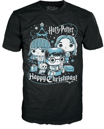 Funko Boxed Tee: Harry Potter Holiday - Ron, Hermione, Harry - Large - (L) - T-Shirt - Clothes - Gift Idea - Short Sleeve Top for Adults Unisex Men and Women - Official Merchandise - Movies Fans