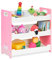 Relaxdays Étagère Enfants, 5 Compartiments, H x L x P : 60 x 62,5 x 30 cm, MDF, Meuble Rangement, poignées, Blanc-Rose