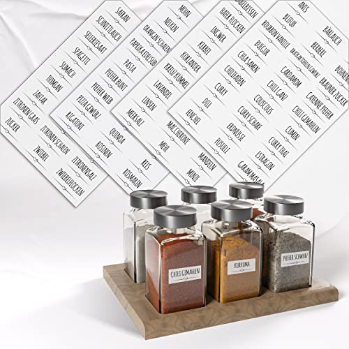 colortouch Gewürzetiketten Selbstklebend - Aufkleber Gewürzetiketten - 108 Stück Vorratsetiketten (Deutsch) - Gewürzglas Etiketten - Gewürz Sticker - Abwaschbar Küchenetiketten - Weiß