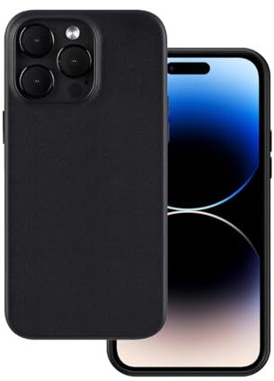 Docco Jette entworfen für iPhone 14 Pro Lederhülle, Handgefertigte Echtlederhülle für iPhone 14 Pro,integrierte Magnete für MagSafe Aufladung-Mitternacht