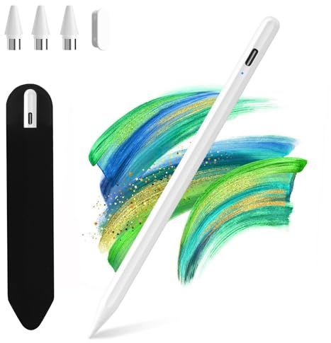 KBCASE Tablet Stift für Alle Android Tablet Samsung/Lenovo/Huawei/XiaoMi | Vivo, Stylus Pen mit 15min Super-Schnellladen, Neigungs Empfindlichkeit, Hohe Präzision, 3 Austauschbare Spitzen, Weiß