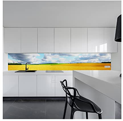 Küchenrückwand Spritzschutz Fliesenspiegel Küche Wandschutz Aluverbund Weizenfeld - 0560 240x60cm matt