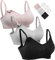 HOFISH Still-BHs für die ganze Brust, nahtlos, mit extra BH-Verlängerungen und Clips, 3 Stück, Schwarz/Grau/elegantes Rosa, XX-Large