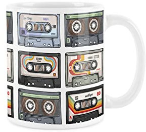 Purely Home Cassette Tapes Design - White Mug Coffee/Tea Gift for Music Lovers