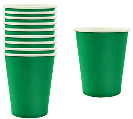 16pcs Green Paper Cups 9 Ounce Solid Color Paper Cups,Disposable Party Cups Tableware Birthday Decorations Cups for Him,Her,Men,Women,Adults Tea Party,Drinking Cups for Party Birthday Supplies