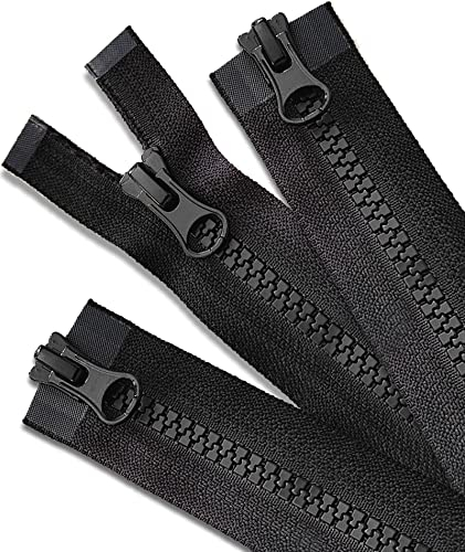 WAVEBEEXS 5mm Kunststoff Reißverschluss Teilbar, 3 Stück Reissverschluss 50 cm für Jacke, Nr.5 Jacke Reißverschlüsse Kaufen, Plastik Reißverschlüsse für Jacken, Mantel, Daunenjacke, Sweatshirt-20 inch