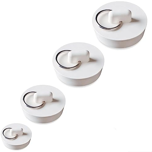Gummi Waschbecken Stopper,4Stück Gummi-Waschbeckenstöpsel mit Ring, Abflussstopfen Stöpsel Waschbecken Weiß Stöpsel Abflussstopfen Badewannenstöpsel für Küchenspülen Badezimmer Abflüsse Badewanne