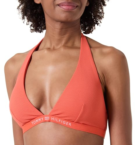 Tommy Hilfiger Damen Bikini Oberteil Triangel Herausnehmbare Polster, Orange (Mosaic Vermillion), M