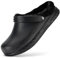 FitVille Zapatos de chef anchos para hombre, antideslizantes, zapatos de trabajo para servicio de alimentos, impermeables, con soporte de arco, Forrado-negro, 46 EU