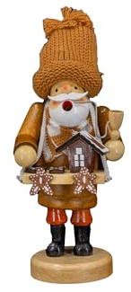 Kaladia Räuchermännchen Lebkuchenhändler mit Bauchladen aus Holz – handbemalte Räucherfigur für Räucherkerzen Größe M (Standard) - Größe: ca. 14 cm - Dekoration für die Weihnachts- & Adventzeit