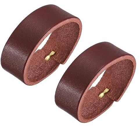 QUARKZMAN 2Stk Leder Gürtel Schleife Halterungen 11.5cm Außenumfang Gürtel Gurtband Ring Schnalle für Handwerker Tasche Gürtel Fixierung (Rot Braun)