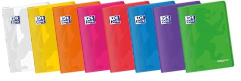 Oxford, Lot de 10 cahiers agrafés A4, carreaux de 4 x 4, couverture en plastique, 48 feuilles, couleurs vives