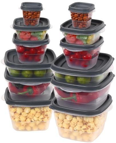 Rainberg 50 PCS Food Storage Set, Food Storage Containers, Cereal Storage Containers, Food Containers with Lids, Food Storage, Microwave and Freezer Safe, BPA Free. (Grey)