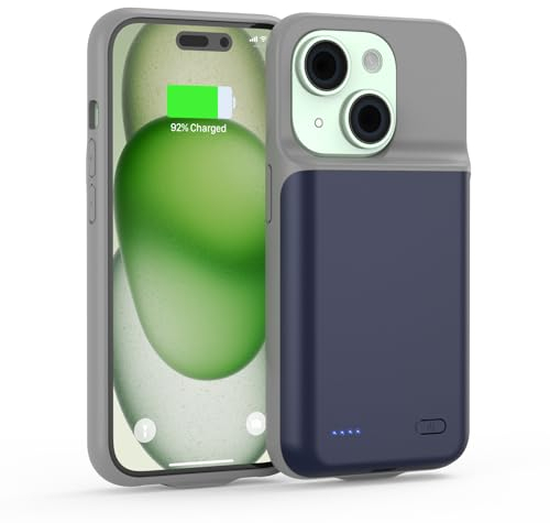 HUAENG Battery Case for iPhone 15 Plus, 6800mAh Slim Portable Mobile Phone Case Battery, Rechargeable Power Bank Extended Charger Battery Pack for iPhone 15 Plus [6.7 Inch] Blue