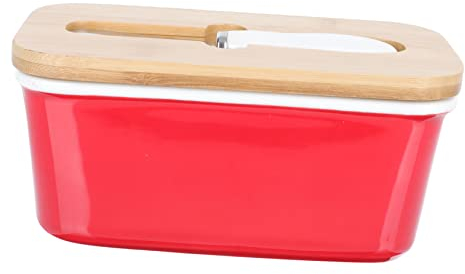 MAGICLULU Boîte à Beurre en Céramique avec Couvercle pour Boîte à Beurre Exquise Rouge sans Danger pour Les Aliments