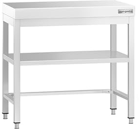 GGM Gastro | ATK76#VSK076 | Edelstahl Arbeitstisch PREMIUM - 700x600mm - mit Grundboden & Verstrebung