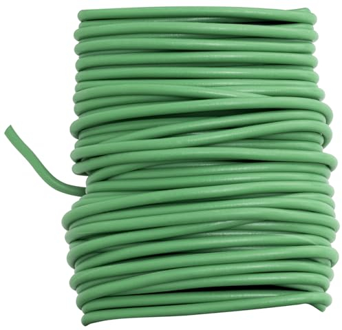 AERZETIX - C73806 - Rotolo di filo da giardino flessibile 8m x ∅3mm con protezione in gomma - filo di ferro morbido ritorto - striscia di serraggio - corde e fili di fissaggio - colore verde