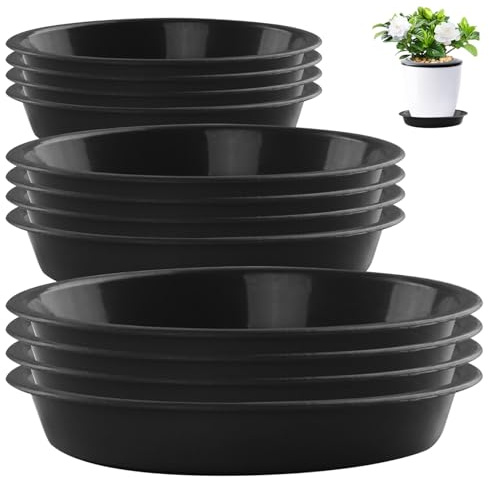 Pesoncarl 12PCS Plastic Plant Saucer, 6 8 10 Inch Large Flower Pot Drip Trays, Heavy Duty Plant Water Catcher Tray, Round Plant Trays for Pots, Indoors Outdoors, Plant Saucers