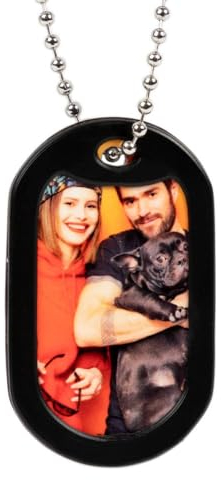 Ocadeau Dog Tag personalisiertes Foto mit farbigem Schutz - ID Tag mit Fotodruck auf Vorder- und Rückseite - Farbiger Silikonschutz