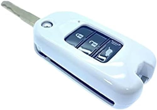 Nordecco Glänzendes Schlüsselgehäuse passend für Honda Cvic Accord ab 2016 Honda Civic Typ R Accord CR-V HR-V Jazz XR-V Key Flip 2/3/4-Tasten-Fernbedienung (weiß)