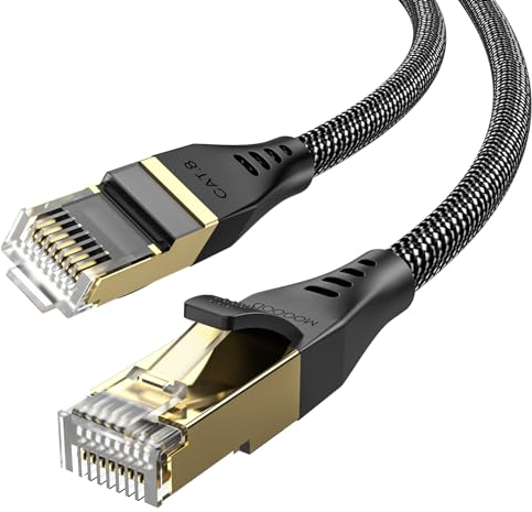 MOGOOD Cat 8 cable Ethernet, 2M plana gigabit RJ45 cable LAN de alto rendimiento, 40Gbps 20000MHz cable de red, compatible con extensores WiFI, PC/Latpot, Xbox, routers, consolas de juegos