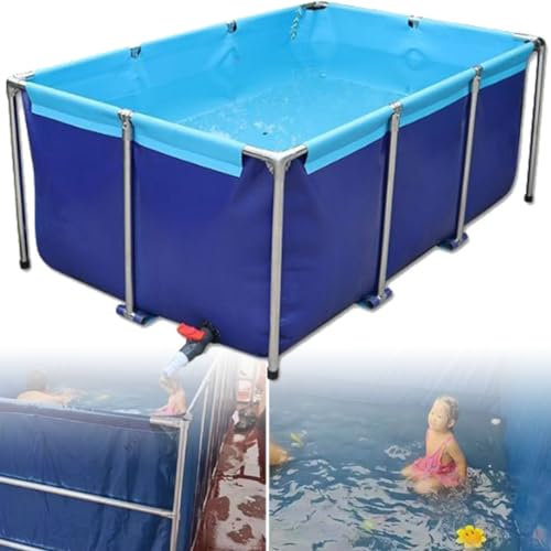 Fischteich aus Segeltuch, freistehendes Aquarium für den Innenbereich, Flexible Teichfolien aus PVC-Segeltuch mit Stahlrahmen, Zuchtwassertank für Koi (0,8 x 0,6 x 0,3 m)