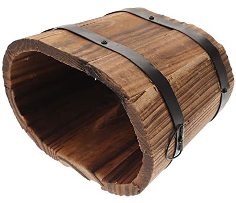 TINEASUR Maceta Pequeña De Madera Maciza Rústica para Suculentas y Hierbas Jardinera Decorativa Ovalada para Interior y Exterior Macetero Resistente y Multifuncional para Hogar y Jardín