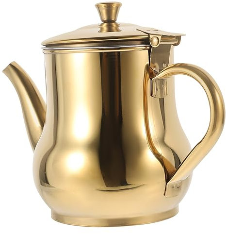 MAGICLULU bidon d'huile conteneur pétrole - Récipient pour huile chaude la graisse peut boîte de graisse de bacon accessoire de cuisine récipient d'huile de cuisson Acier inoxydable Golden