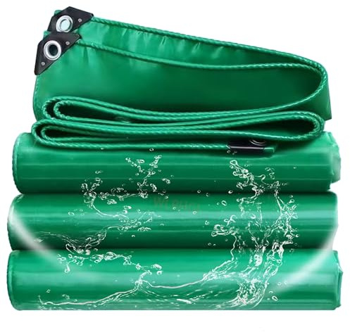 WLRHGl Tarp Heavy Duty Waterproof, 4 x 10 m UV Resistnat Windproof Protective Tarp Cover, Grommets Every Outdoor Tarp for Shed Canopy Frame Carport Rain Shelter WLR010, Green