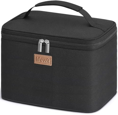 Lifewit 9L Bolsa Termica Porta Alimentos Pequeña, Bolsa Comida Trabajo para Hombres y Mujeres, Lancheira Termica, Nevera Portatil Tela, Lunch Bag para Picnic, Trabajo, Oficina, Escuela, Negro