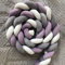Homesally Bettschlange Babybett, Bettschlange Geflochten Baby, Geflochtenes Seitenschläferkissen, Bettumrandung Baby Kinderbett Umrandung Nestchenschlange Babybett Zubehör,White Grey Purple,450cm