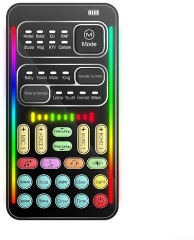 Besttoolifes Cambiador de voz multifuncional de mano con 8 efectos de sonido, diseño portátil compacto, material ABS, fácil operación, perfecto para fiestas, bromas, disfraces, eventos, negro (juego