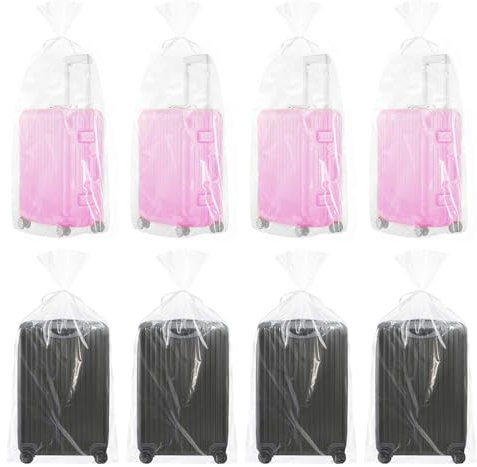 QMLING Extra Large Clear Plastic Storage Bags, 8 Pcs 90 * 120cm Flat Large Plastic Bags for Luggage, Suitcase Storage Bags with Ribbon for Furniture Quilts Office Chairs