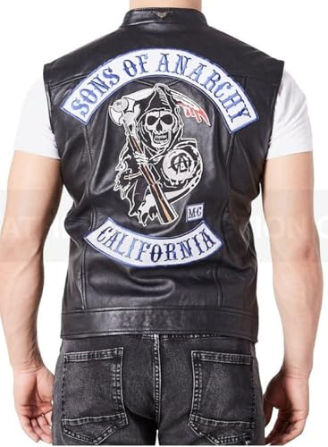 ZM ATTIRE Herren Cosplay Son of Anarchy Biker Club California Lederjacke Westen & Hoodie