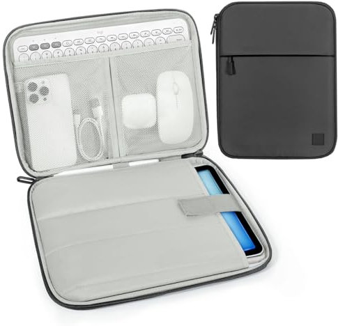 Dadanism 9-11 Housse Pochette Tablette pour iPad 10é Gén 10,9, iPad (A16) 11, iPad Air 11, iPad Pro 11, iPad 9/8/7é Gén 10,2, iPad Air 5/4, Galaxy Tab A9+ Plus 11/S9 FE,Tab M11 11, Noir & Gris