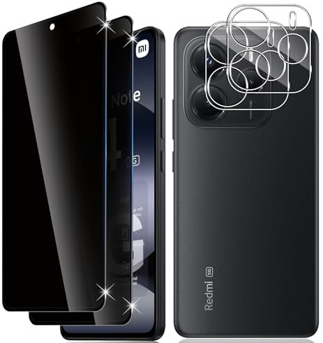 Vanrain Protector de Pantalla Privacidad para Xiaomi Redmi Note 14 5G, 2+2 Piezas Antiespia Cristal Templado y Protector de Lente de Cámara, Dureza 9H Anti-Arañazo Sin Burbujas